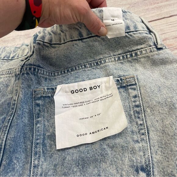 Good American Good Boy High Waist Nonstretch Straight Jeans Size 16 NEW - Picture 10 of 10